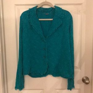 Tianello Sz M fringe paisley jacket Turquoise